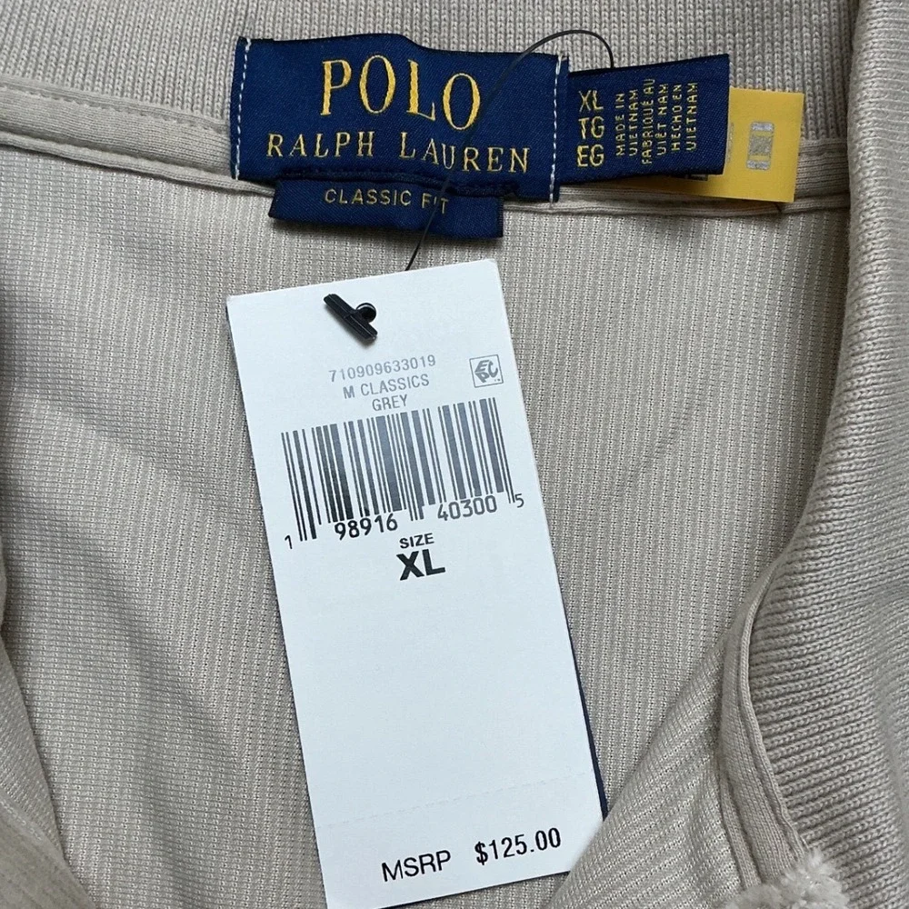 Polo Ralph Lauren Velour Corduroy Polo Shirt‎ Grey XL New With Tags